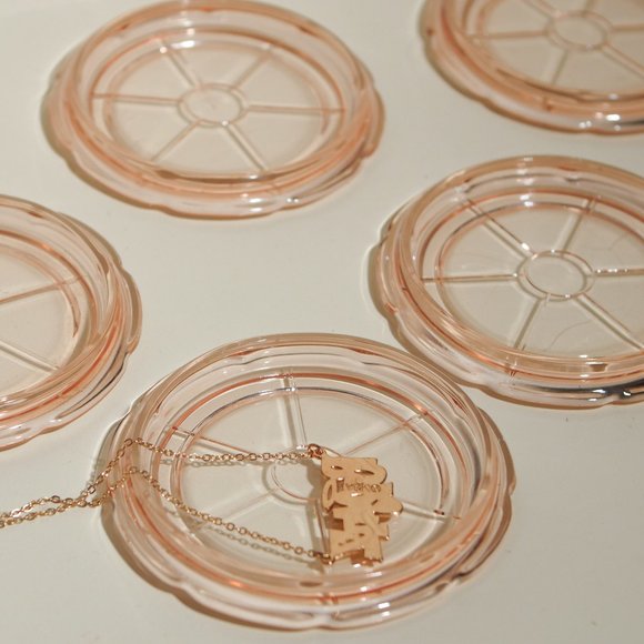 Set of 5 Coasters Pink Peach Crystal catches